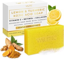 Lemon Turmeric Soap for Dark Spots - Kojic Acid Soap for Face and Body -