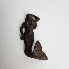 Cast Iron Mermaid Wall Hook Rustic Nautical Coastal Decor 5.75 Inch