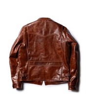 Mens Brown Leather Biker Jacket Full Zip Zipp...