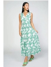 Current Air by Anthropologie Abstract Motif Elastic Waist Tiered Midi Dress XS 