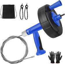 Drain Snake, 25FT Drain Auger with Drill Adapter, Flexible Steel Sink Snake for