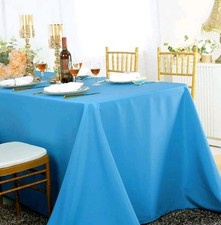 60"x 120" Turquoise Rectangle Wedding Polyester Fabric Tablecloth Party Event