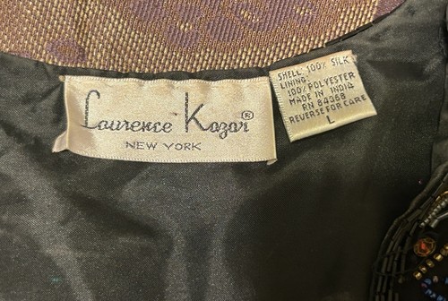 Vintage Laurence Kazar Top Women’s Size L Large 100% Silk Beaded Sequins - Picture 5 of 11