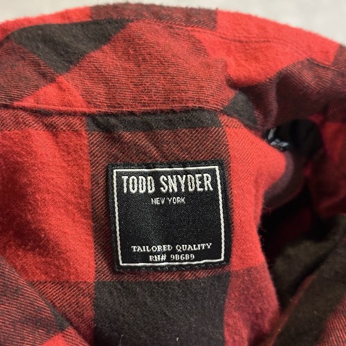 Todd Snyder Shirt Mens Medium Red Black Buffalo Plaid Flannel Made In Portugal - Picture 3 of 8