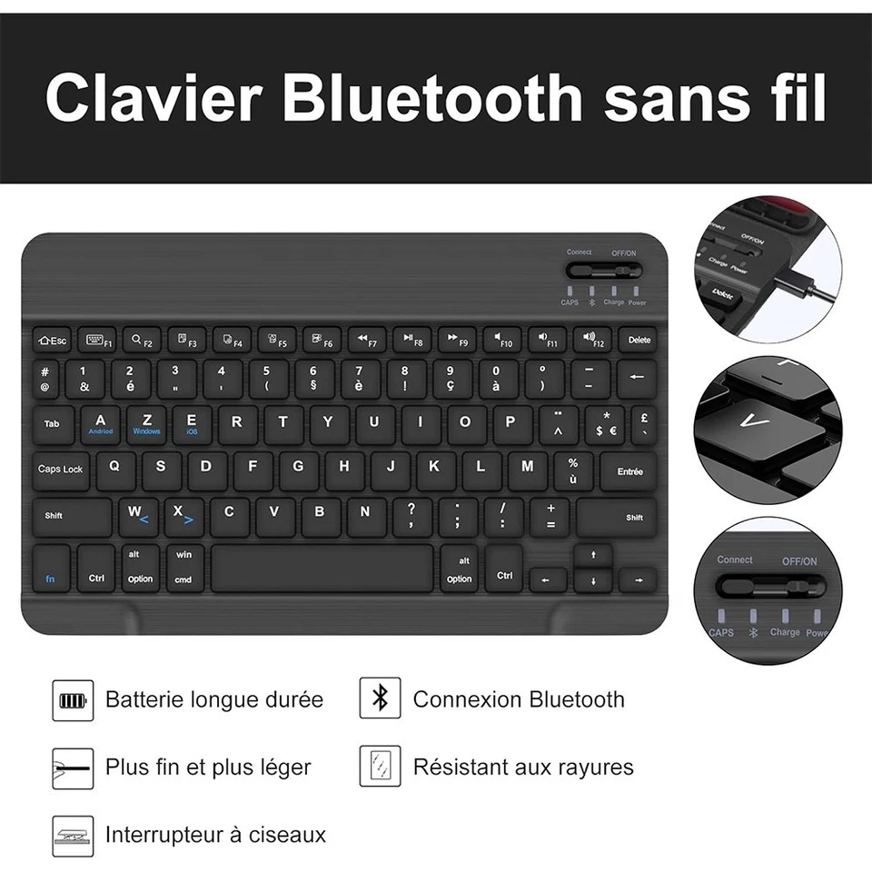 Coque pour Samsung Galaxy Tab S9/S9 FE S10 FE A9 avec Clavier Français Bluetooth - Bild 4 von 4