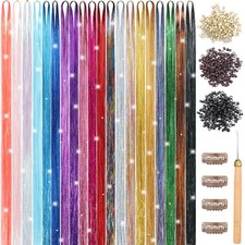 Hair Tinsel Kit 20 Colors 4800 Strands, Fairy 20 Mixed