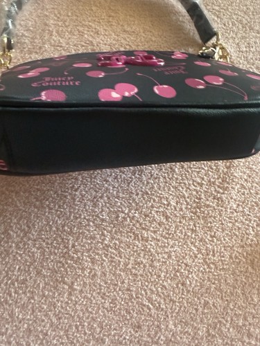 JUICY COUTURE CHERRY ON TOP SHOULDER BAG BLACK MULTI CHERRIES 🍒 Ships Free - Picture 9 of 14