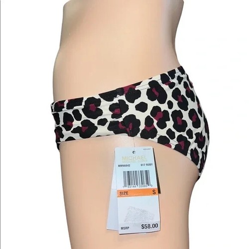 MICHAEL Michael Kors Black Multicolor Logo Ring-Detail Swim Bottoms Small NWT - Picture 4 of 8