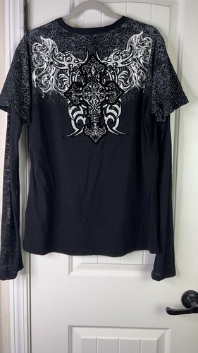 Y2K Rock & Roll Cowgirl T-Shirt Schwarz Damen XXL Affliction Style Burnout Goth - Bild 5 von 11