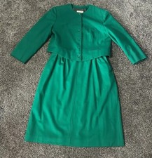 Vintage 80s Pendleton bright green 100 pure virgin wool skirt suit, medium