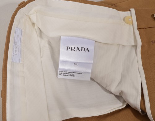 Men's Prada Bermuda Shorts Brown 48IT M Cotton Made In Italy - Picture 9 of 10
