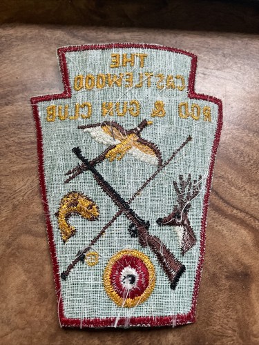 Castlewood PA Rod Gun Club 60s Patch 5” Vtg Rare Hunting Fishing Ellwood City - Picture 3 of 6