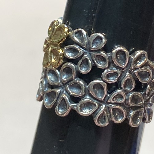 PZ 925 ISRAEL PERFORATED DAISY FLOWER GOLD WASH RING BAND SIZE 7 1/2 - Picture 9 of 15