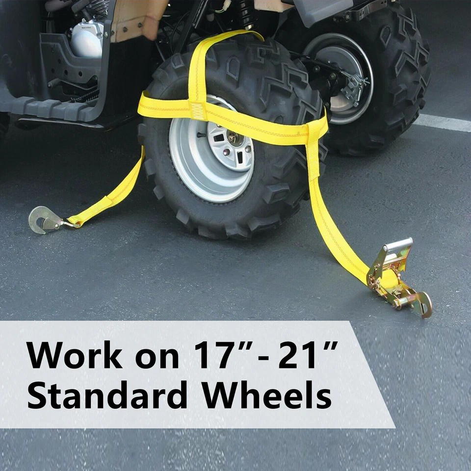 2Pcs 14-20" 10000lbs Tow Dolly Basket Straps Tire Wheel Tie Down For Car Hauler - Image 2 of 4