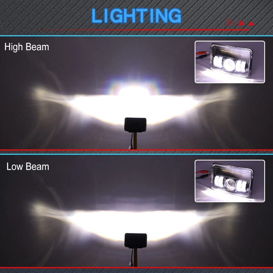 DOT 4PCS 4X6" LED Headlights Hi/Lo Turn signal Fit Buick Estate Wagon 1977-1983 - Image 2 of 4