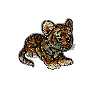 Kleiner Tiger Kinder Patch Bügelbild Flicken Aufnäher Aufbügler DIY 5,8 x 5,1cm
