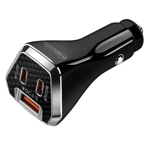 45W TypeC PD+USB QC 3.0 3-Port Quick Charging Adapter Fast Car Charger For Phone