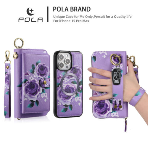 Large Capacity Multifunction Wallet Case Detachable Magnetic Cover for iPhone - Picture 40 of 84
