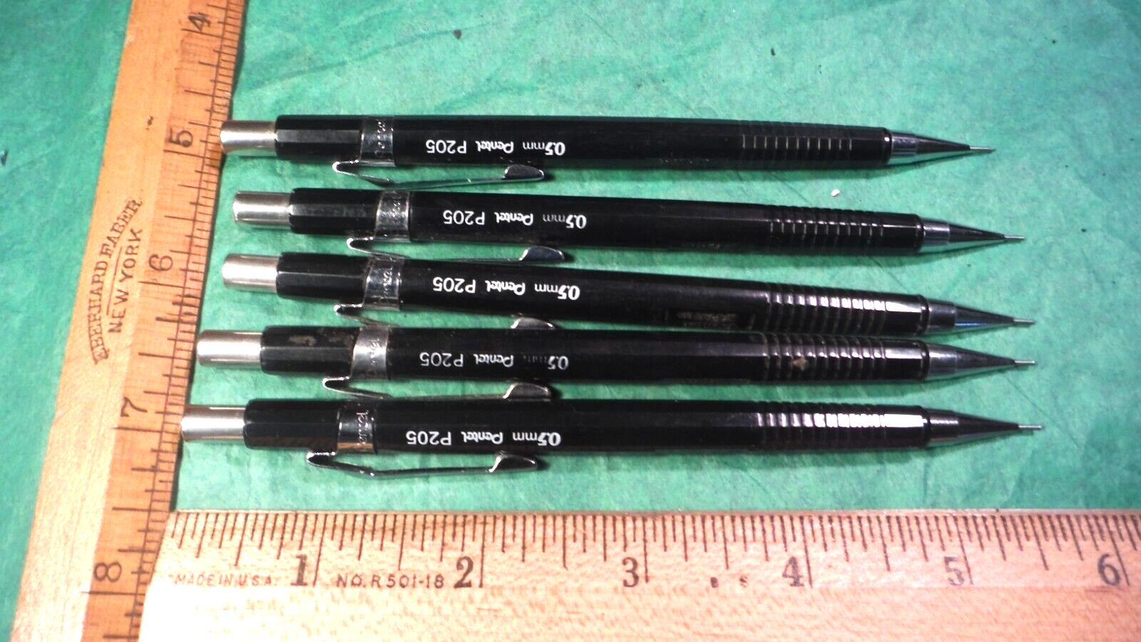 Mechanical Pencils Lot of 5 Pentel  0.5 mm Black P205-image