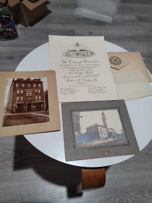 Worcester  MA Mass  Historical cabinet photos 1898 city hall Dean building 