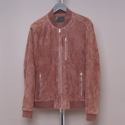 ALL SAINTS Suede Leather Jacket EXTRA LARGE Mens Brown XL Biker Bomber KEMBLE