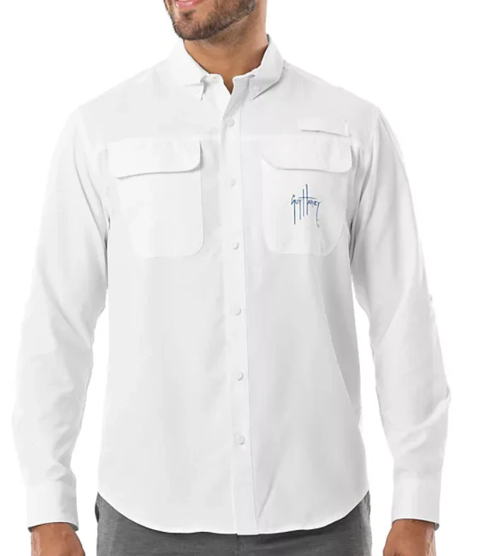 NEW Guy Harvey Men's Long-Sleeve Vented Fishing Shirt Size 2XL
