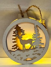 Rustic Light Up White Woodland Deer Ornament