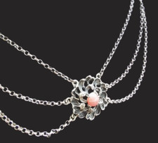Kropfkette silber 835 Rhodochrosit Tachten Dirndlkette alt Punze Blachian 46cm
