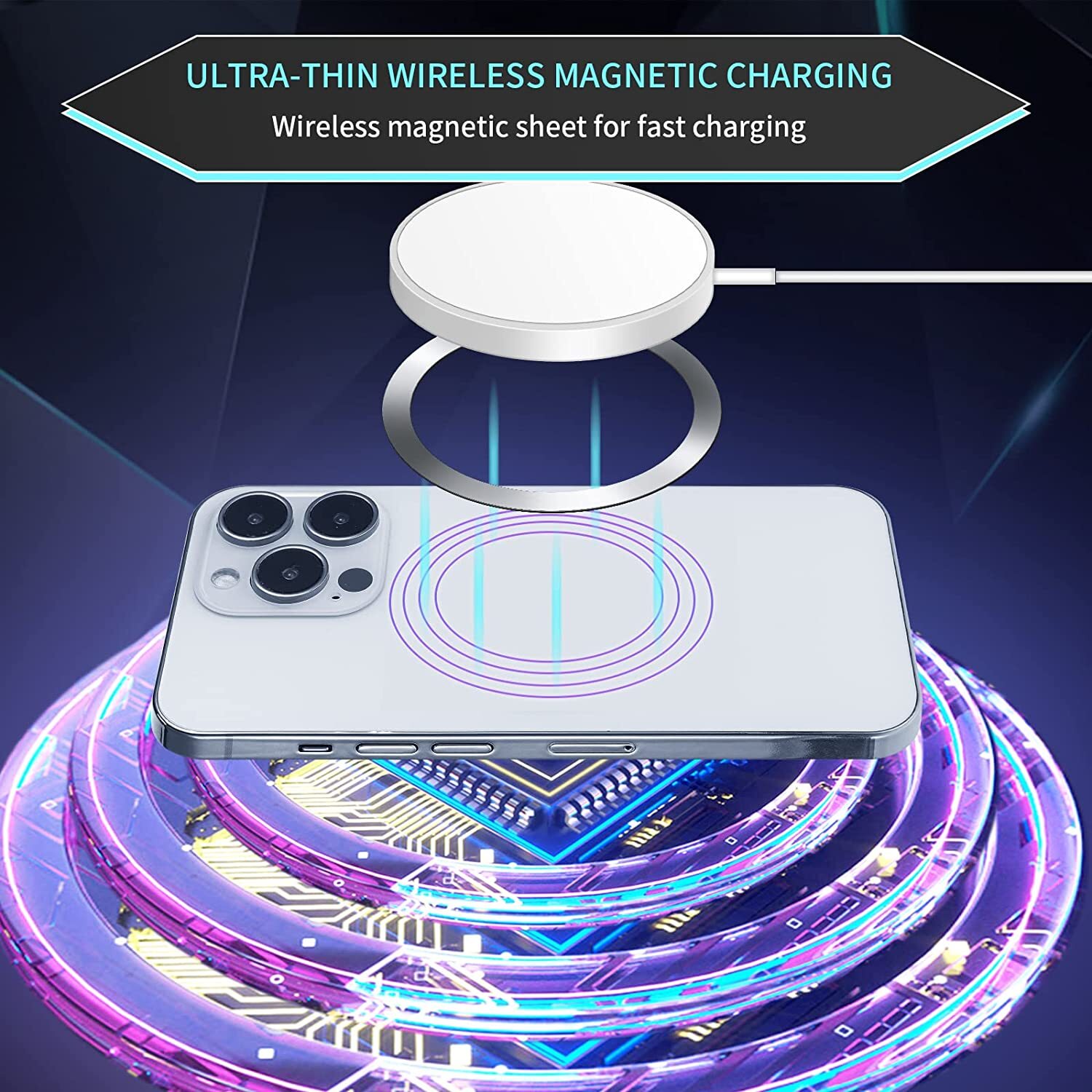 Wireless Charging Qi Metall Ring Schwarz für iPhone Samsung Huawei Xiaomi