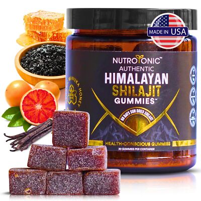 Organic SHILAJIT Gummies by NutroTonic, Cane Sugar-Free, Manuka Honey, 30 Count