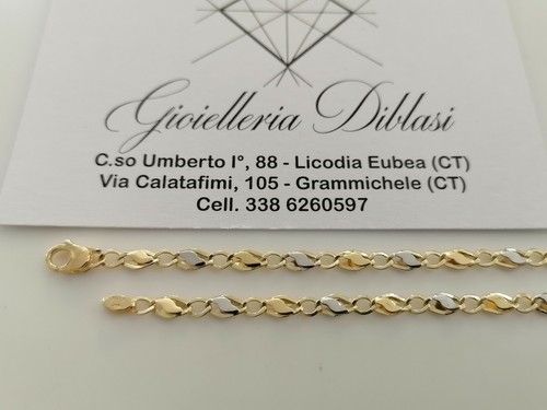 GOLD HALSKETTE Herren Damen 18 Karat 750% Massiv Kette Bicolor GELB WEIß Choker - Bild 4 von 9
