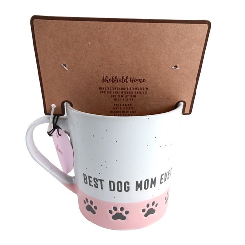 Sheffield Home "Best Dog Mom Ever" Mug And Doggie Bandana Set, Extra Large NEW - Picture 2 of 4