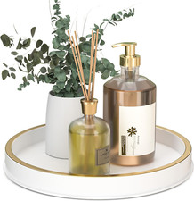 Bathroom Tray for Sponge and Soap, 10 Inch Metal Iron round Decorative Tray for