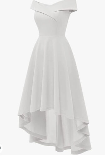JASAMBAC White 2XL Off The Shoulder Dress for Women Wedding Cocktail Dresses - Picture 4 of 14