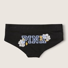 Victoria's Secret PINK Logo Hipster Panty Black w/ Graphic Large NEW