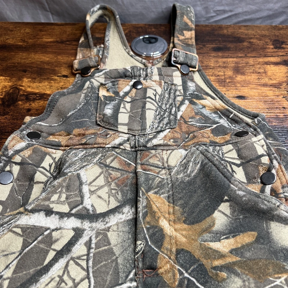 Camo Overalls Fleece Lined Youth Medium Realtree Hardwoods Vintage Hunting - Image 3 of 4