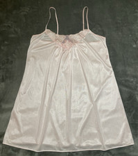 VIintage INHIBITIONS Satin Nightie Slip Dress Pink Embroidered Lace Size Medium