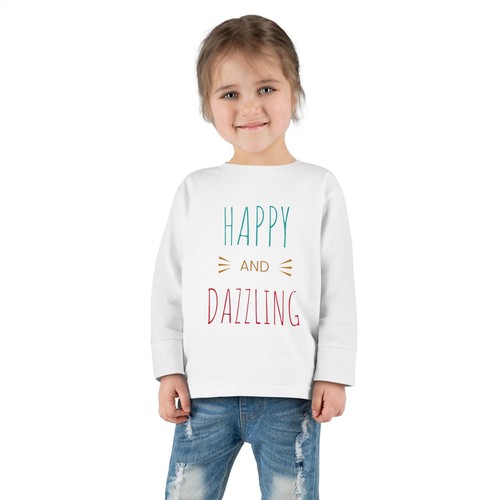 Happy and Dazzling Toddler Long Sleeve Tee, Kids Gift, Birthday Outfit, Cute - Picture 5 of 33