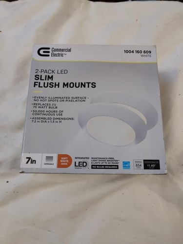 COMMERCIAL ELECTRIC JVJ3011L-8/BN 7" BRUSHED NICKEL LED FLUSH MOUNT (2-PACK) - 第 1/2 張圖片
