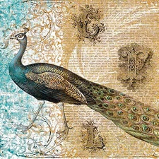A3 Paper Decoupage ELEGANT PEACOCK Paper Designs Italy Same Day Shipping