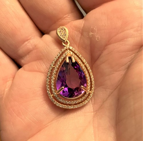 Certified Flawless 8Ct Nat Heated Tanzanite Pendant in 18k Gold Plated Sterling - Picture 11 of 12