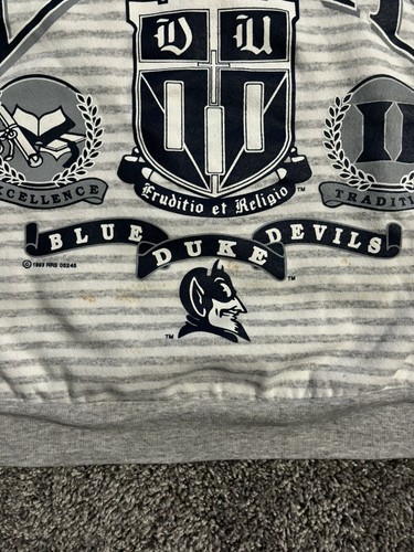 Vintage 1993 Duke White Stripes Pullover Made in USA Size Large *Stains - Picture 6 of 8