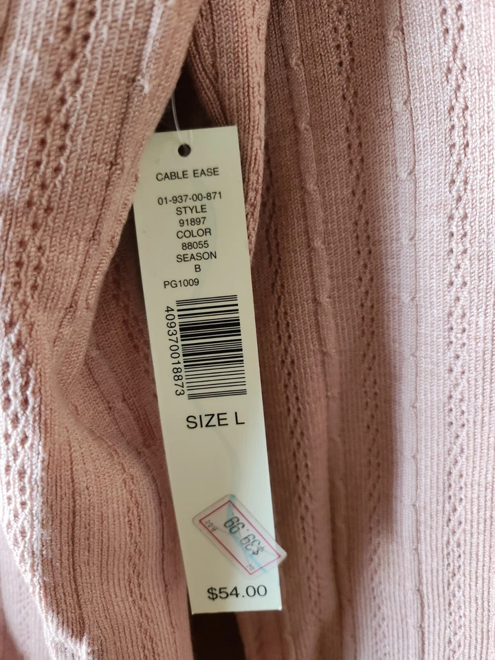 KATE HILL NUEVO CON ETIQUETAS Rosa Mujer Suéter Cárdigan Seda Nylon Grande Ligero Primavera Foto 3 de 4