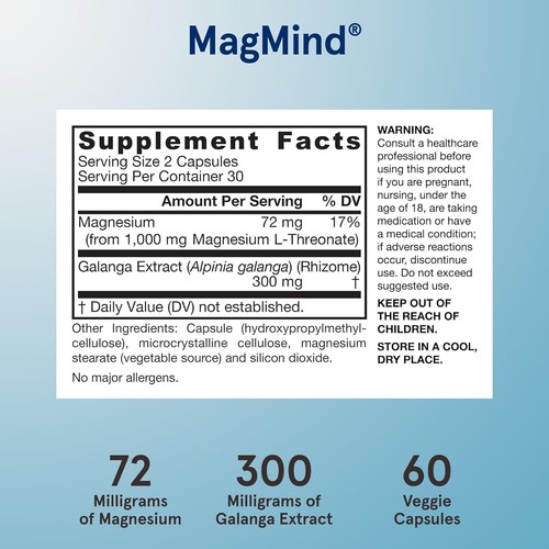 New Jarrow Formulas Vegan MagMind, Productivity, 60 Veggie Capsules Exp 07/2025+ - Picture 3 of 6