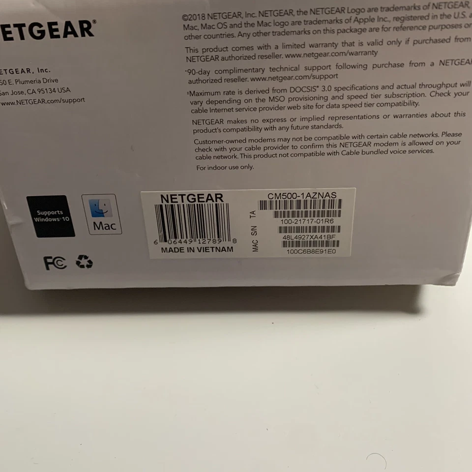 NETGEAR Cm500-1aznas 16x4 DOCSIS 3.0 Cable Modem Max Download Speeds of 680mbps - Image 3 of 4