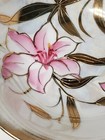 Pearlescent Bowl, Pink Lilies, Gold Leaves, Heavy 22k Gold Trim  7 1/2" — photo 4