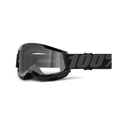 100% Strata 2 Goggle Black Clear Lens Off-Road Motocycle Motocross Goggles