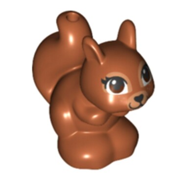 Lego Dark Orange Squirrel with Brown Eyes & Black Eyelashes Land Forest Animal