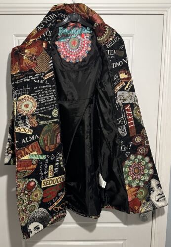 Vintage Desigual Mantel, mehrfarbiger Mantel, Print Trenchcoat, Y2K Coat, Gr. 8 - Bild 12 von 14