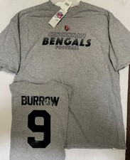 JOE BURROW CINCINNATI BENGALS MENS GREY SHIRT TEAM NFL NEW W TAGS NEW
